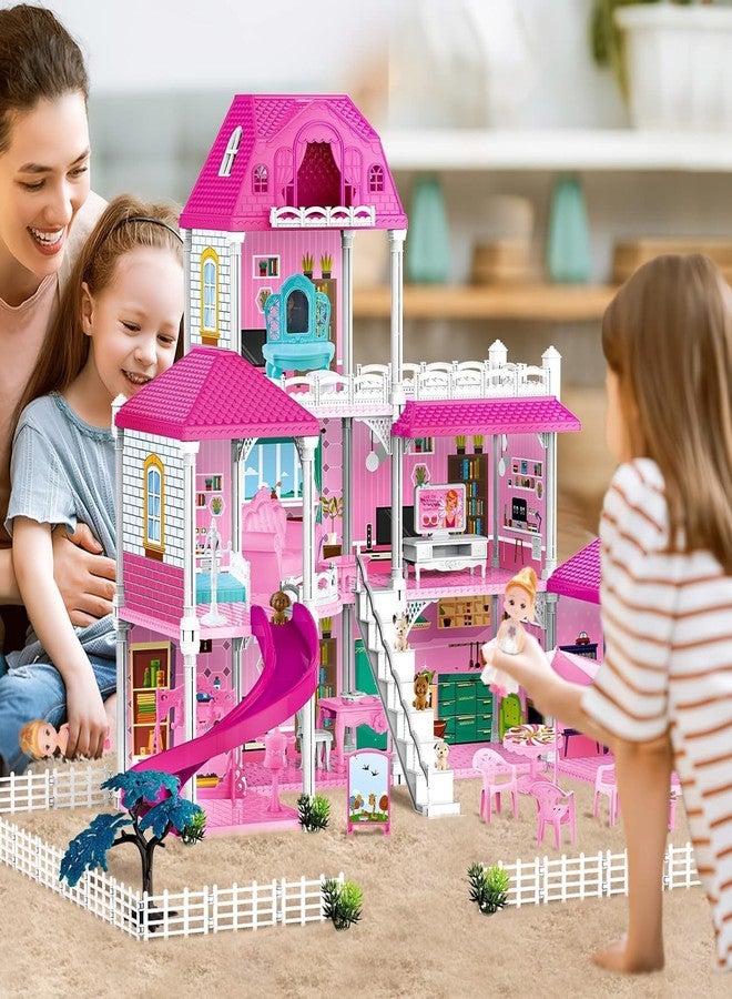 FUNLOT Dollhouse for Girls 3-Story 8 Rooms Huge Princess Girls Dream House Kit with 2 Dolls and Dollhouse Furnitures, DIY Play House for Girls Ages 3 4 5 6 7+ - Image 5